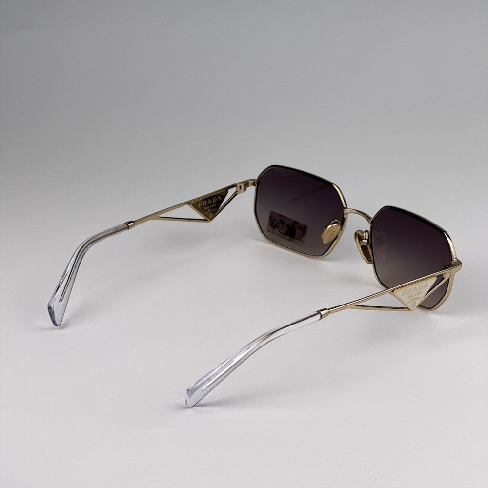 Prada PRA51S ZVN30C Sunglasses Pale Gold Gradient Blue Mirror Geometric Unisex - Picture 10 of 15